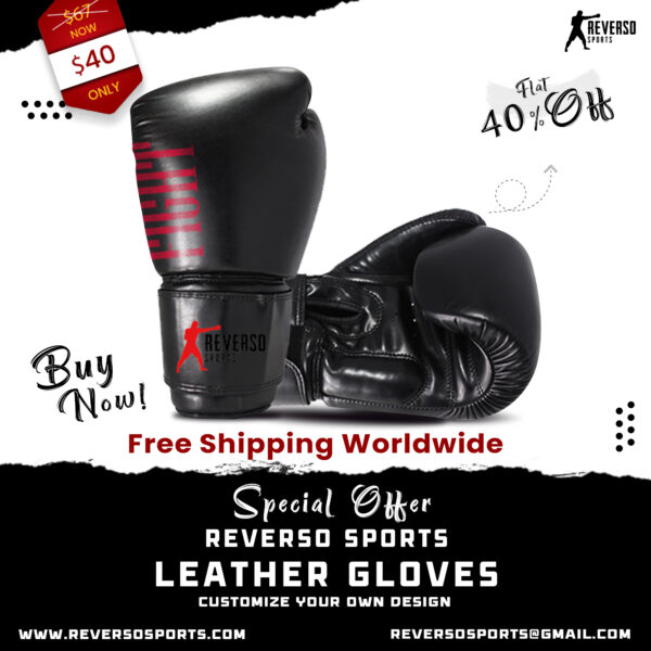 Boxing Leather Gloves | Black | Reverso Sports